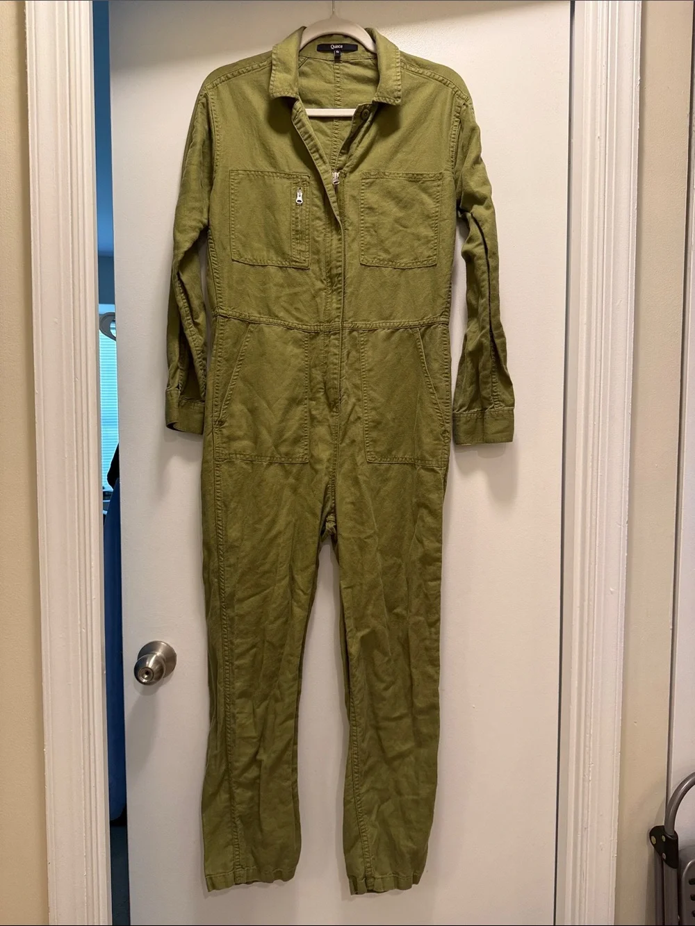 Quince Cotton Linen Twill Long Sleeve Coverall Jumpsuit. Size Small.